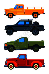 各种运输插图例如小卡车汽运输小货卡图片