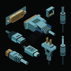插座连接vga牵线视频电缆源usb港口套座适配器矢量测插座连接电缆插座适配器矢量测viga港口套座适配器矢量测图片