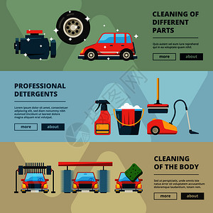 洗车横幅清洁服务概念图图片