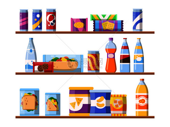 零食和饮料易拉罐瓶包装食品塑料袋图片