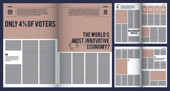 杂志模板广告小册子页面布局覆盖图片和文本矢量设计模型的场地面积配有照片和文本插图的杂志页面广告小册子页面覆盖图片和文本矢量设计模图片