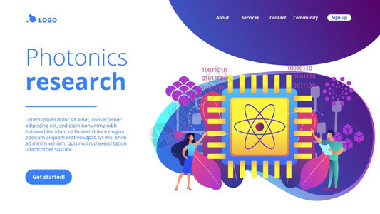与量子计算机芯片光学技术子研究量计算概念网站充满活力的紫外线着陆网页模板光学技术概念着陆网页图片