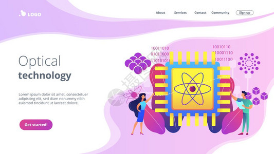 与量子计算机芯片光学技术子研究量计算概念网站充满活力的紫外线着陆网页模板光学技术概念着陆网页图片