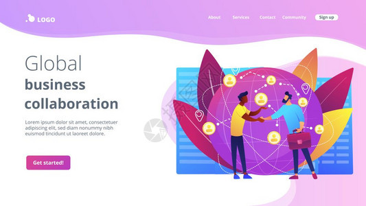 国际商业全球协作国际团队精神概念网站主页登陆模板国际商业概念登陆网页图片