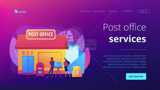 邮局服务递代理局卡账户概念网站主页登陆模板邮局概念登陆页面图片