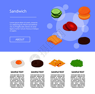 一组孤立的矢量等汉堡成分图片