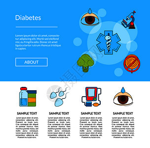 网站横幅和海报矢量彩色糖尿病图标网络横幅设计图片