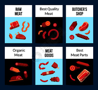 矢量肉和香肠图标传单模板插图图片