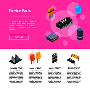 矢量等微晶片和电子部件图标着陆页模板示意图图片