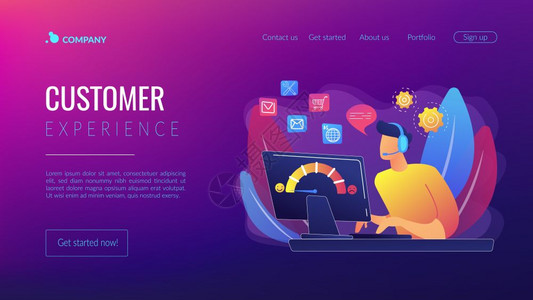 客户援助呼叫中心热线接员顾问经理客户护无缝和个化服务客户经验概念网站主页登陆模板客户护理概念登陆页面图片