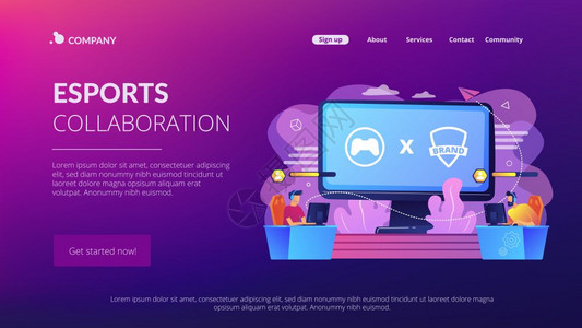 esport合作eport伙伴关系eport和全球品牌合作概念网站主页着陆模板esport合作概念登陆页面图片