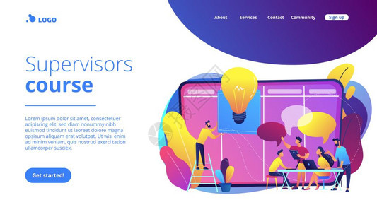 管理人员讲习班主管课程理技能培训概念网站充满活力的紫外线着陆网页模板管理人员讲习班概念着陆网页图片