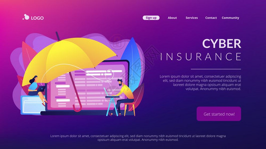网络保险市场犯罪风险保护概念网站充满活力的紫外线着陆网页模板络保险概念登陆页面图片