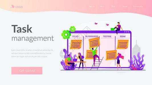 业务团队同事工作流程组织生产率增长任务管理项目经工具任务管软件概念网站主页头登陆网模板任务管理着陆页面模板图片