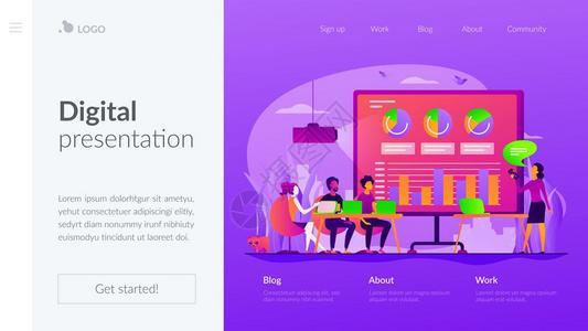 数字演示办公室在线会议视觉数据代表概念网站主页头登陆网模板数字演示登陆页面模板图片