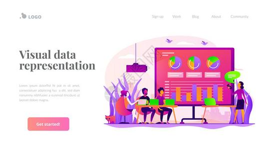 数字演示办公室在线会议视觉数据代表概念网站主页头登陆网模板数字演示登陆页面模板图片