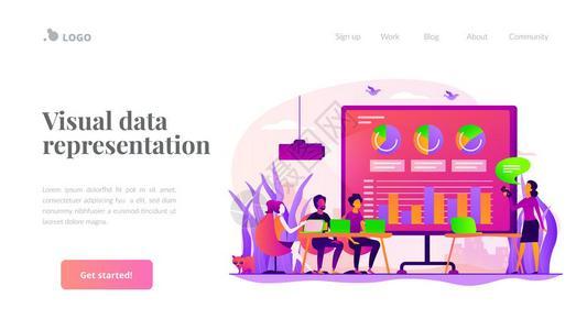 数字演示办公室在线会议视觉数据代表概念网站主页头登陆网模板数字演示登陆页面模板图片