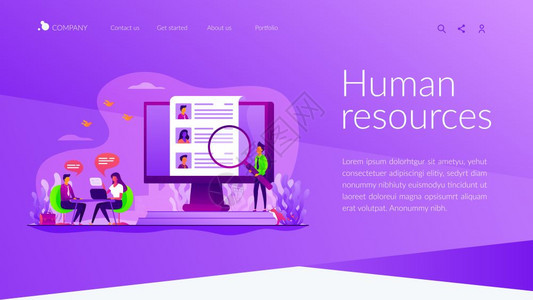 人力资源团队工作猎头服务概念网站主页头登陆网模板人力资源着陆页面模板图片