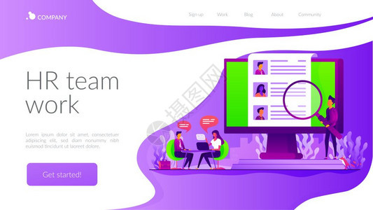 人力资源团队工作猎头服务概念网站主页头登陆网模板人力资源着陆页面模板图片
