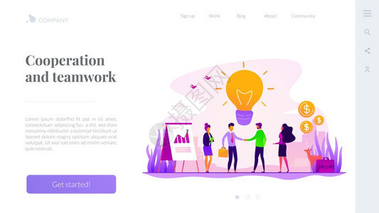 商业达成协议品牌管理公司协作伙伴关系和协议合作团队商业伙伴概念网站主页头登陆网模板伙伴关系着陆网页模板图片