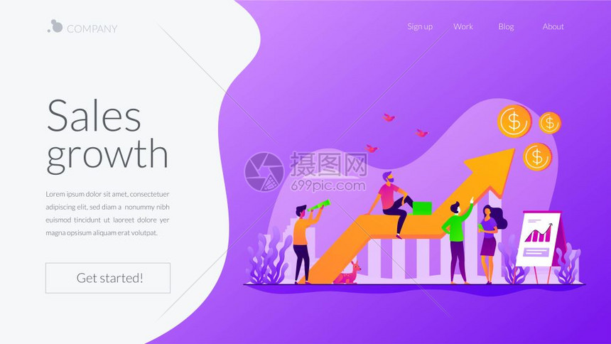 销售增长经理会计销售促进和业务概念网站主页头登陆网模板销售增长登陆页面模板图片