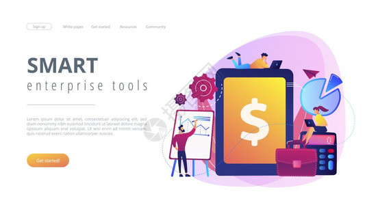 企业会计系统智能企业工具概念网站充满活力的紫外线着陆网页模板企业会计概念着陆网页图片