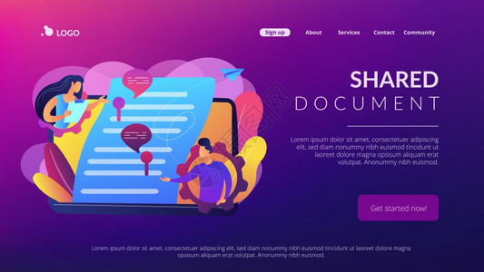 共享文件夹协作编辑概念网站充满活力的紫外线下载网页模板共享文件概念登陆页面图片