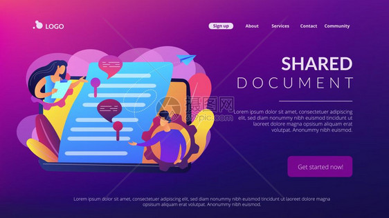 共享文件夹协作编辑概念网站充满活力的紫外线下载网页模板共享文件概念登陆页面图片