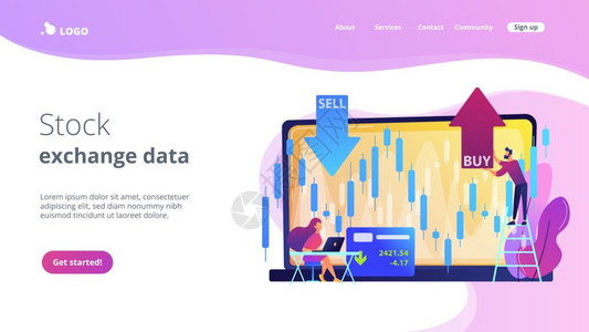 手持笔记本电脑的小型股票交易商配有图表买卖股票市场指数经纪公司交易数据概念图片