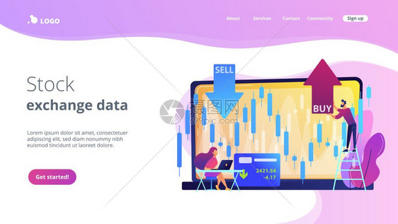 手持笔记本电脑的小型股票交易商配有图表买卖股票市场指数经纪公司交易数据概念图片