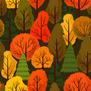 树叶矢量图秋叶树林卡通矢量图设计图片