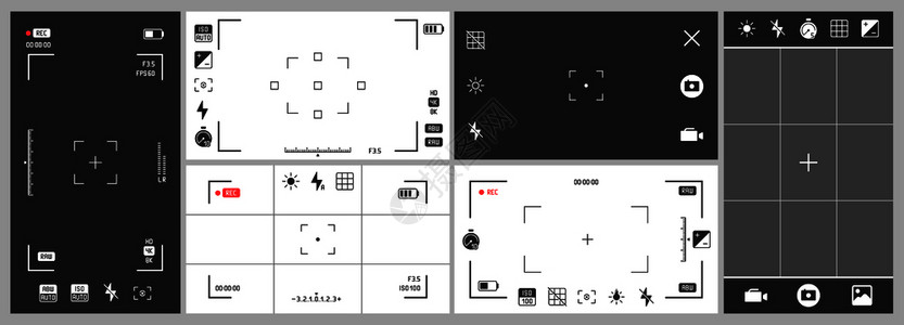 摄影机查看器录像应用设置框架矢量图图片