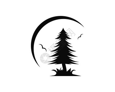 松树剪影图片