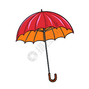 红雨伞流行艺术矢量图画图片