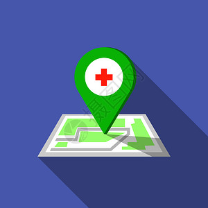 医院pin标用于网络设计的医院矢量标的平面插标平面风格图片