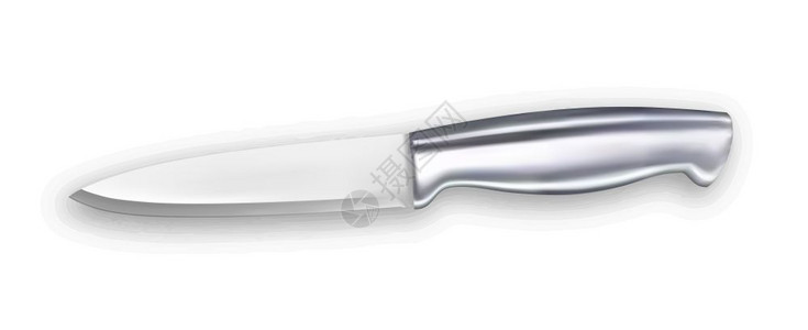 配有铬的金属刀家用或餐室具于切开食品的危险厨房刀具模板实用3d插图刀子金属餐具厨房矢量图片