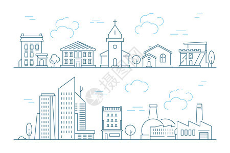 城市景观建筑插画图片