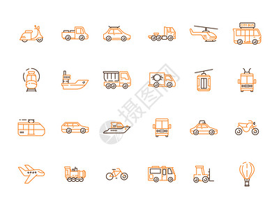公共车辆出租摩托飞机直升火车矢量图图片