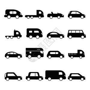 小型运输卡车suv微型面包车黑色符号 图片