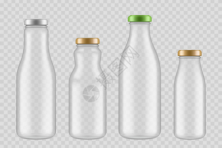 牛奶图片加瓶玻璃饮料果汁透明包和液态食品杯容器空矢量模型瓶玻璃饮料插图插画