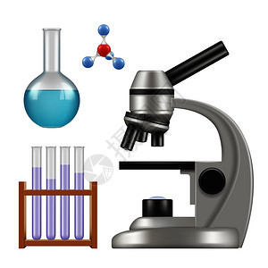 科学设备显微镜烧杯试管模型图片