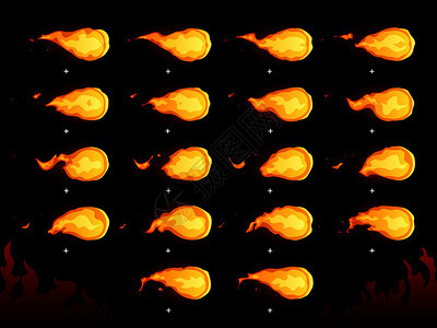 电爆热或燃烧环孤立的矢量卡通火球热飞焰球2d游戏动画框架热爆火球热飞焰球动画框架孤立矢量卡通图片