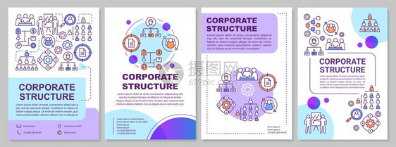 公司结构手册模板布局最高管理层和行政人员传单小册子印刷设计直线图标杂志报告广海的矢量页面布局图片