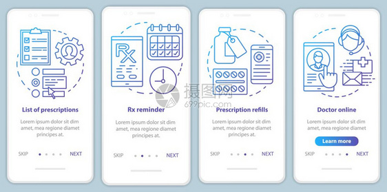 使用线插图的在网站步骤uxig智能手机界面概念图片