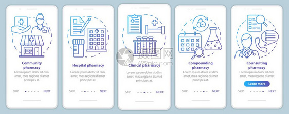 医院诊所药理学有线插图的步行式网站骤uxig智能手机界面概念图片
