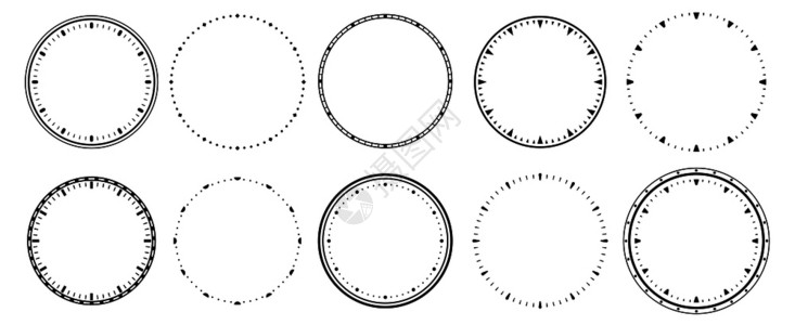 时钟秒计器和12小全天候监视时钟框架表截止间脸孤立的矢量符号时钟面年表秒计时器和12小全天候监视矢量集图片