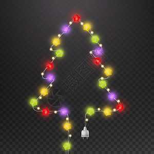 多彩星光灯泡圣诞树图片