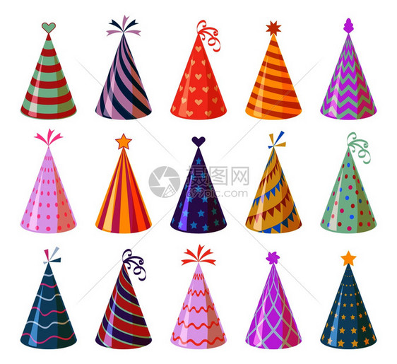 彩色卡通生日帽装饰元素图片