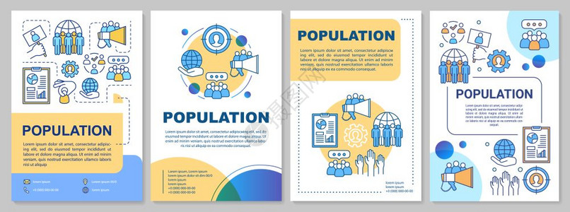 人口手册模板传单小册子有线插图的封面设计人口问题杂志年度报告广海的矢量网页布局图片