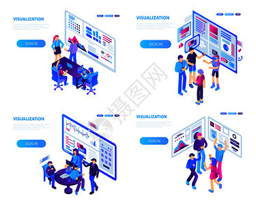 可视化横幅集用于网络设计的可视化矢量横幅集可视化横幅集等度风格图片